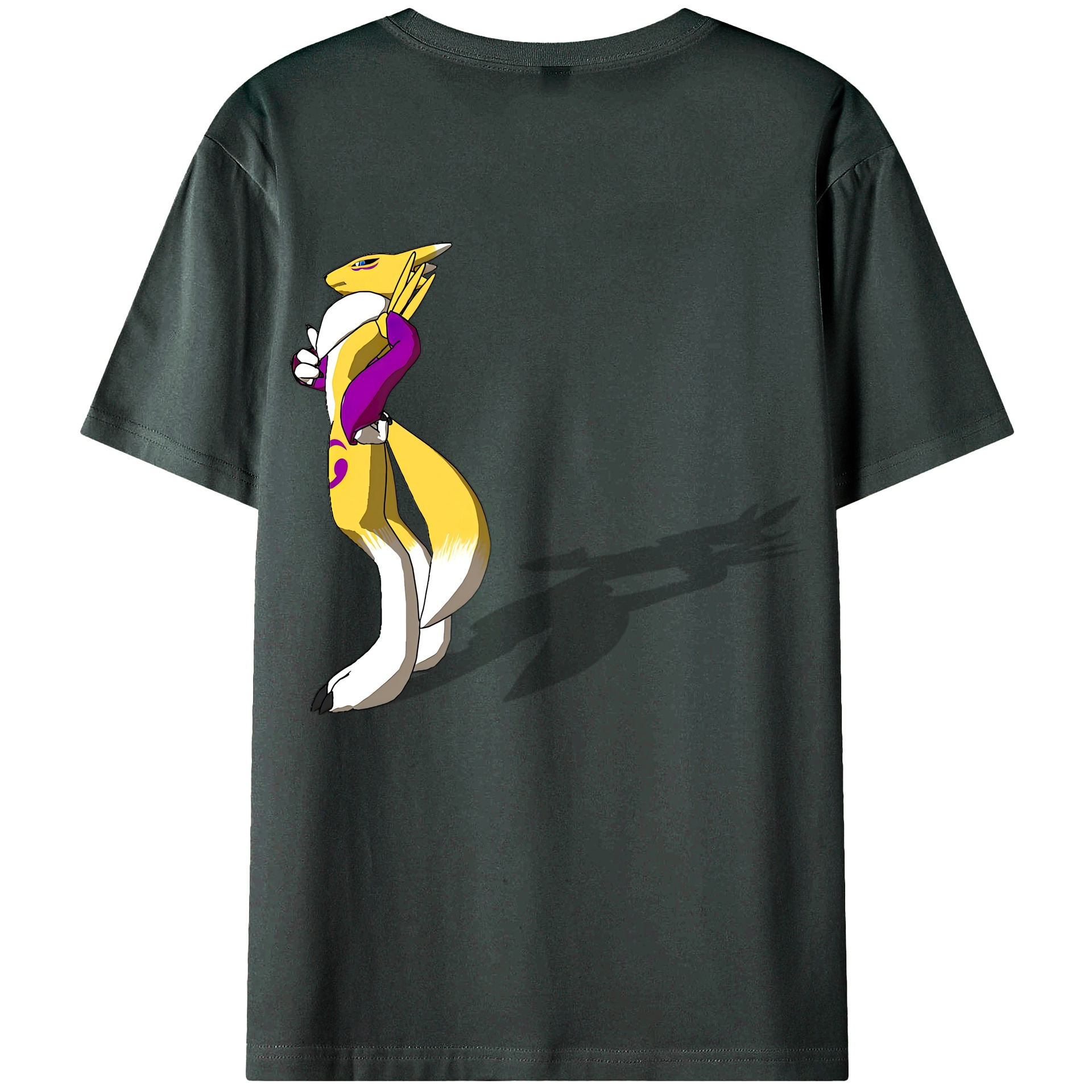 （画像用） Digimon デジタルモンスター/デジモン 綿100％ メンズ半袖Tシャツ（バックプリント） 通気性
